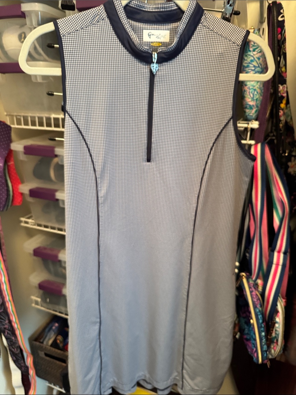 Greg Norman Collection Navy and White Sleeveless Golf Dress